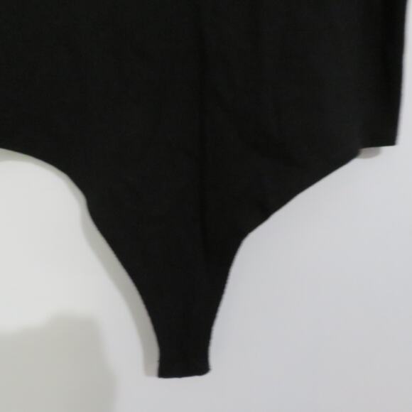 Every Womens Sz XL Black Short Sleeve Ribbed Button Front Bodysuit Top - Picture 4 of 6